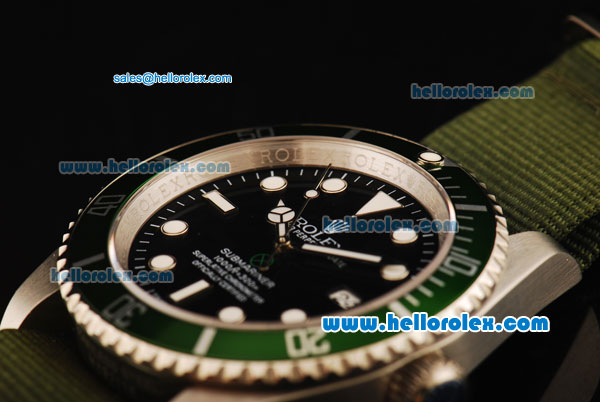 Rolex Submariner X Limited Edition Rolex 3135 Automatic Movement Steel Case with Black Dial and Green Nylon Strap - Click Image to Close